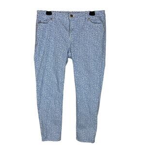 Michael Kors Jeans Women's 10 Blue Denim Stretch‎ Floral Izzy Cropped Skinny Leg